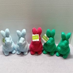 Flocked styrofoam bunny rabbits set of 5 new 9" tall x 4" wide